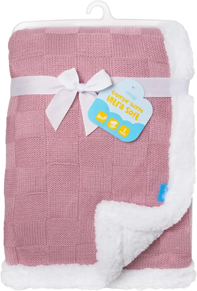 Clingo Cobertor Ultra Soft com Sherpa, 100 cm x 90 cm, Rosa