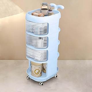 KIMANA 4-Tier Plastic Storage Trolley with Dustproof Drawers &amp; 360° Wheels – Multi-Purpose Organizer for Baby Clothes, Kit