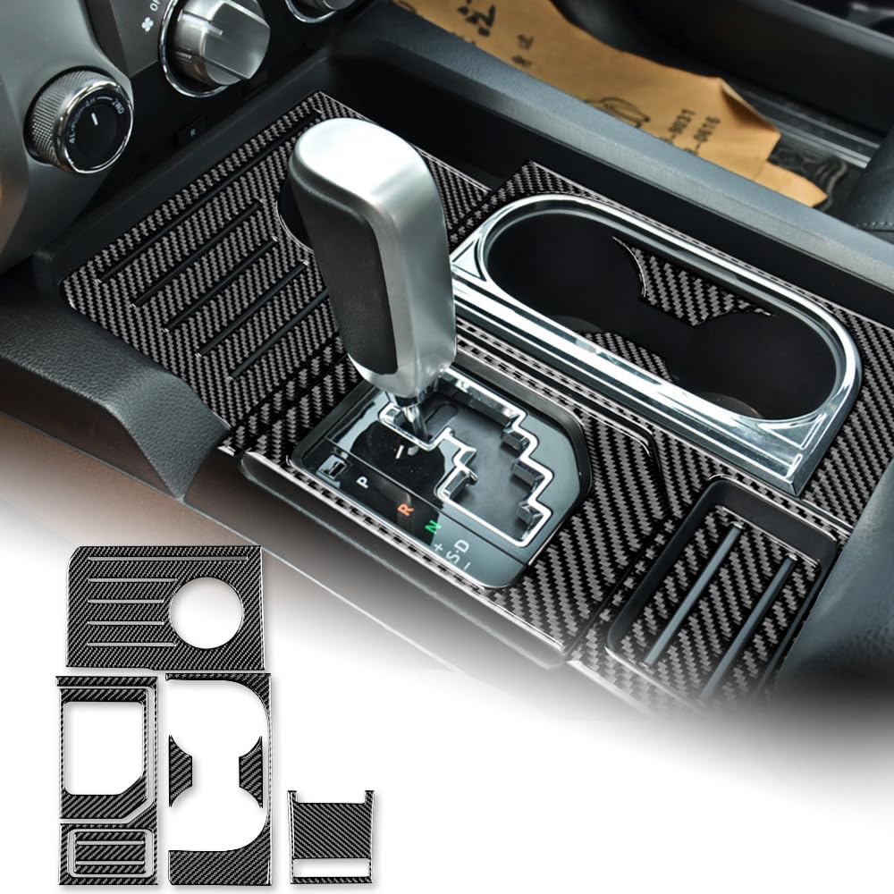 AIRSPEED for Toyota Tundra Double Cab 2014-2021 Center Console Gear Shift Panel Cover Carbon Fiber Interior Trim Accessories, Black