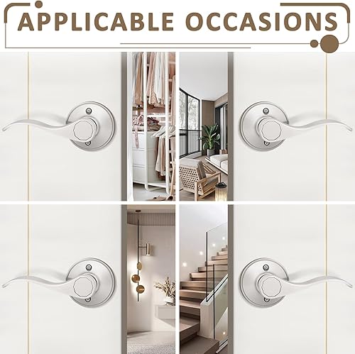 Miniatura 6 de Probrico - Paquete de 2 manijas de puerta decorativas para puertas con apertura a la izquierda y derecha, estilo ondulado, con acabado de níquel