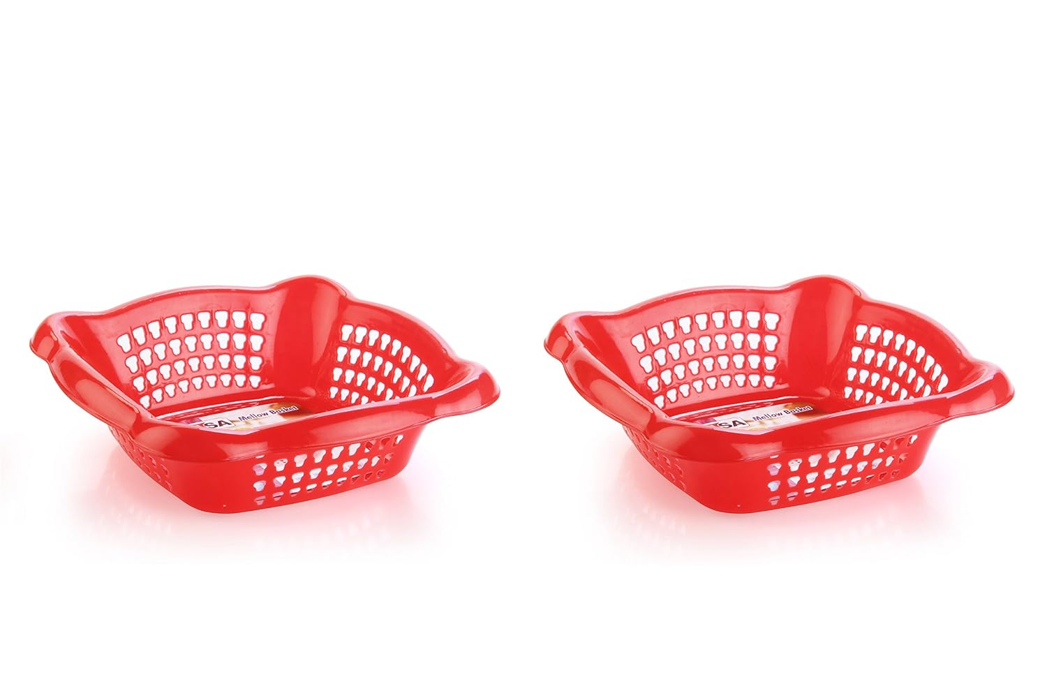 Nayasa Plastic Melow 2 Piece Fruit Basket Set, Small (Red) Amazon.in