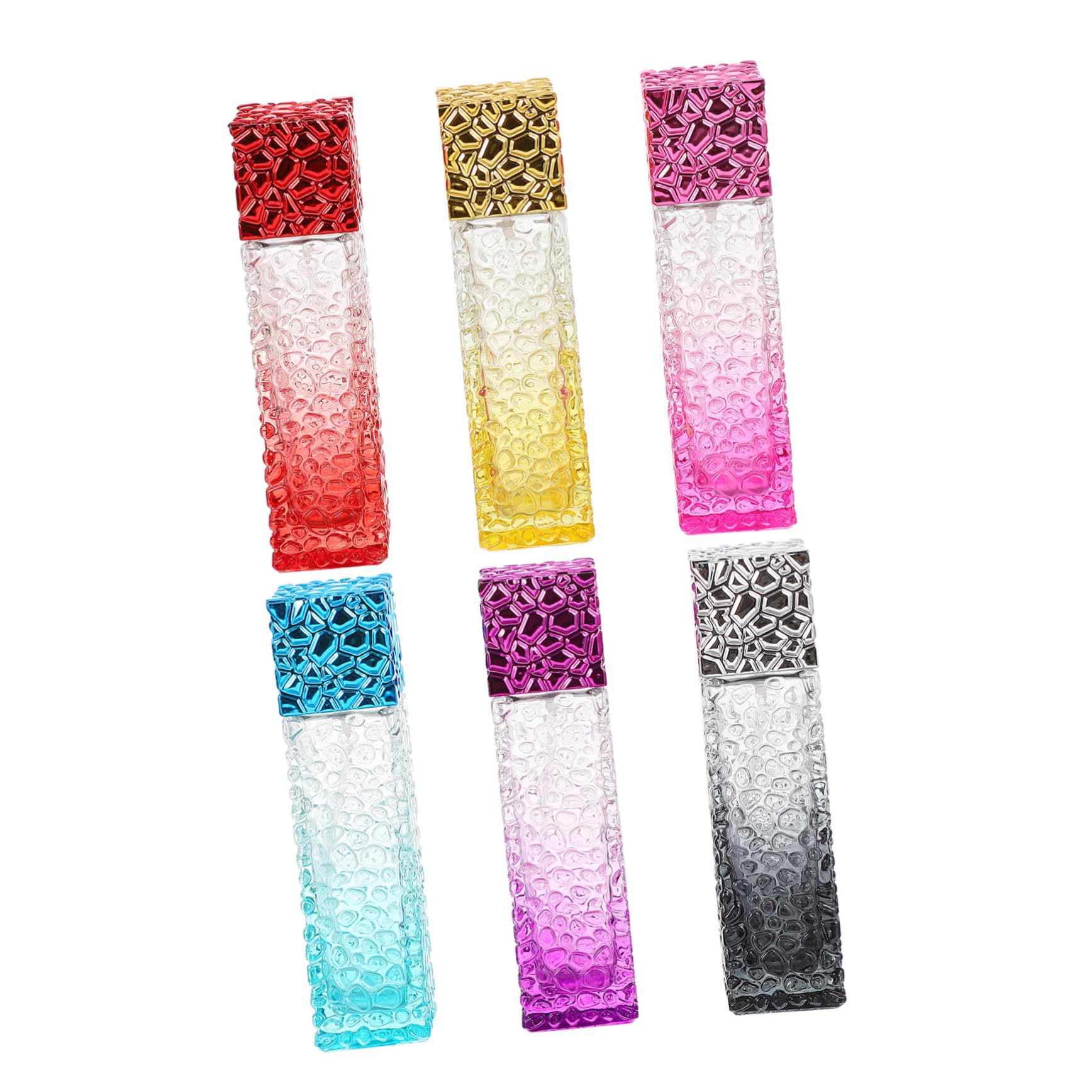 6 Stück-pack Wiederbefüllbare Parfümflaschen aus Glas 50ml mit Aluminium Sprühkopf Leicht und Aufbewahrung von Flüssigkeiten Zufällige Farbe