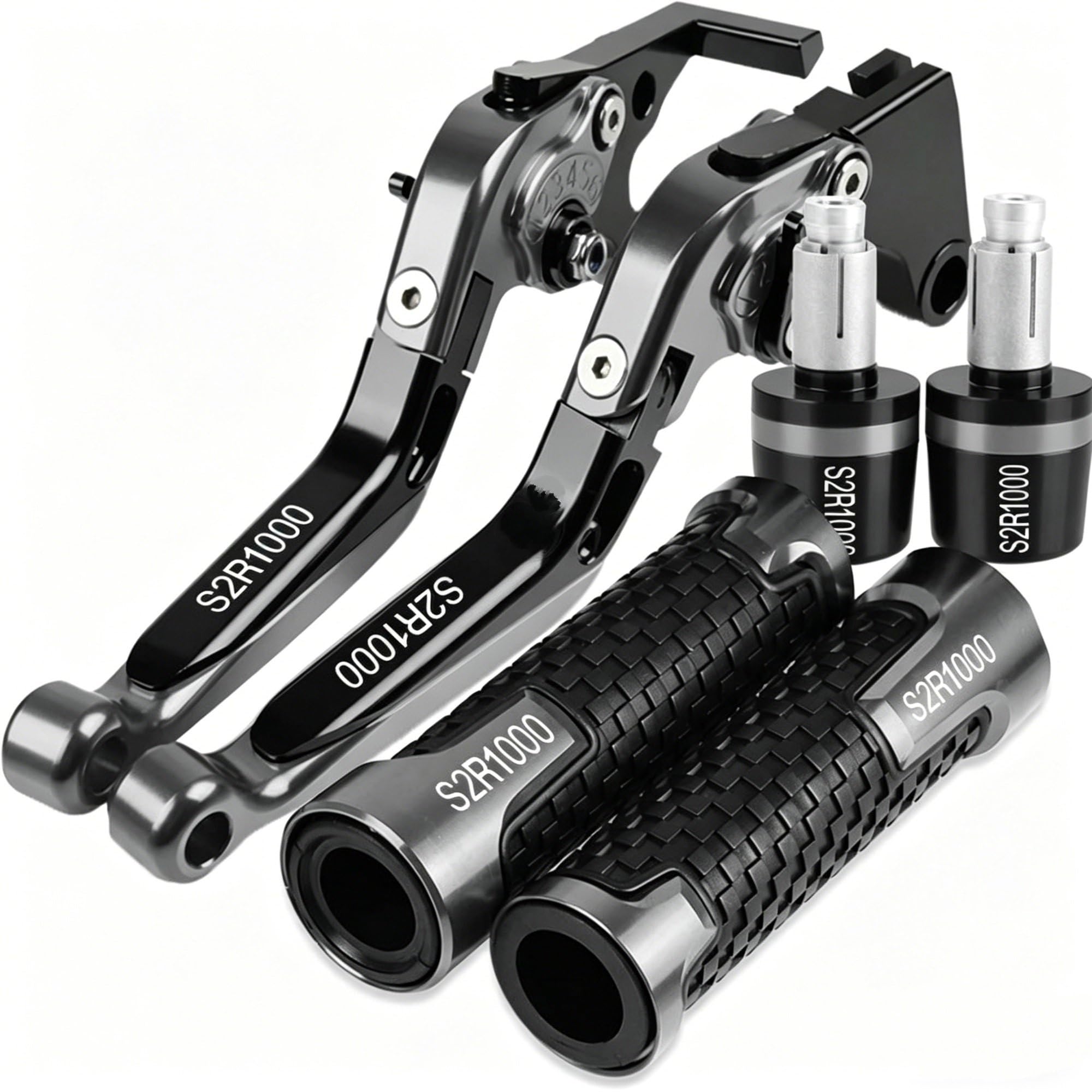 YHGGDN Handlebar Lever Motorcycle Brake Clutch Lever Set Handlebar Grips for Ducati S2R1000 S2R 1000 for Monster 2006 2007 2008 with Handle Bar End Motorbike Clutch Brake Handle Grips