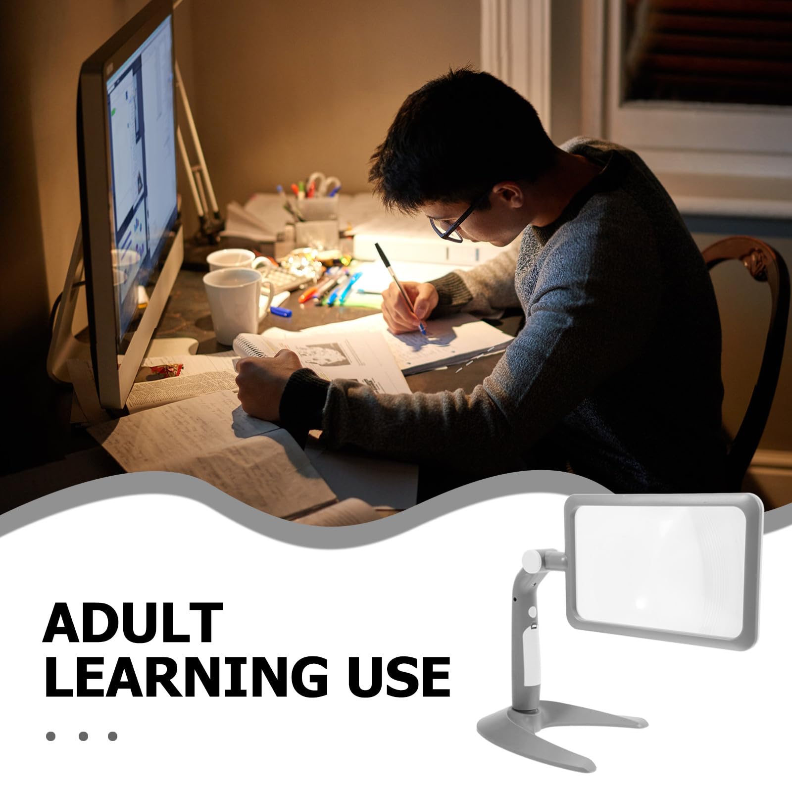ABOOFAN Leselupe mit Beleuchtung 48 LED Handlupe zum Lesen mit 2,5 facher Vergrößerung Leicht und Tragbar aus Abs und Acryl Inklusive Ständer für Senioren und Zeichnen