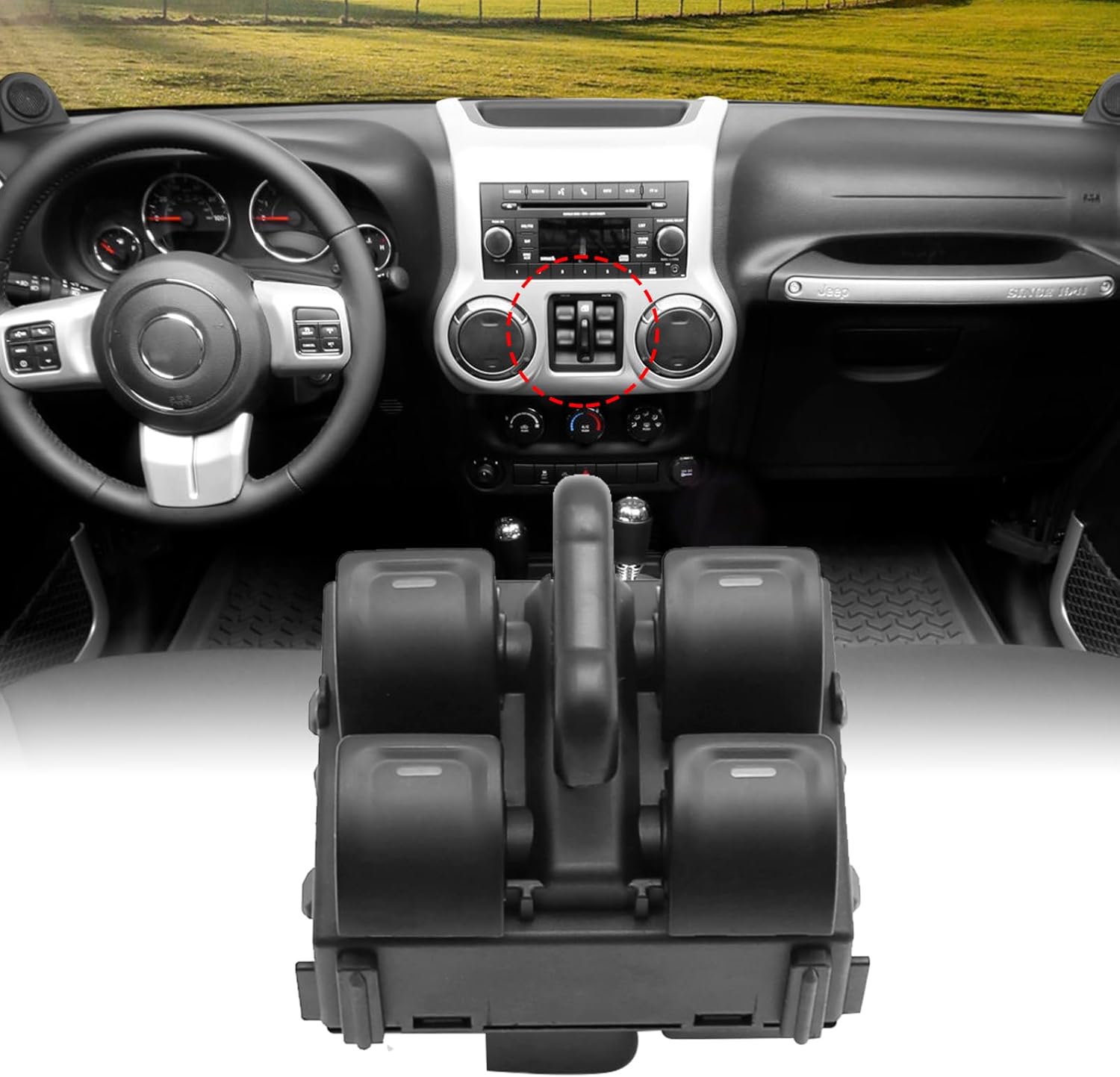68057595AC Master Power Window Switch Front Left Driver Side Replacement for Jeep Wrangler 4-Door 2011 2012 2013 2014 2015 2016