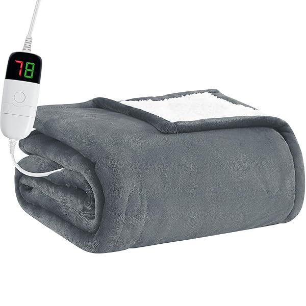 BOMOVA Heated Electric Blanket Full Size - 72" x 84" Heating Blanket with 10 Heating Levels & 8 Hours Auto Off, Warm Flannel Blanket, Christmas Birthday Gifts for Women