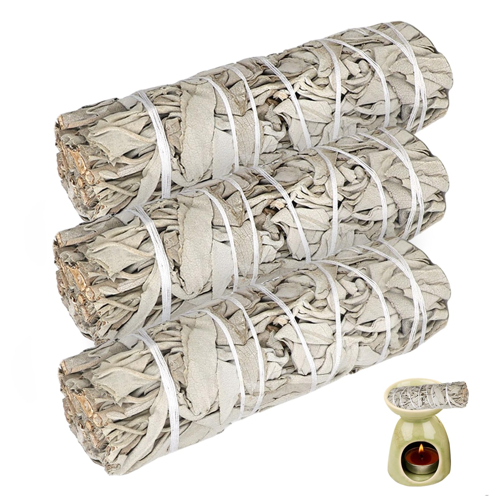 3 White Sage Premium Californian, 100% Controlled and Sustainable Harvest, Eliminates Negative Energies, for Spiritual and Energetic Rituals