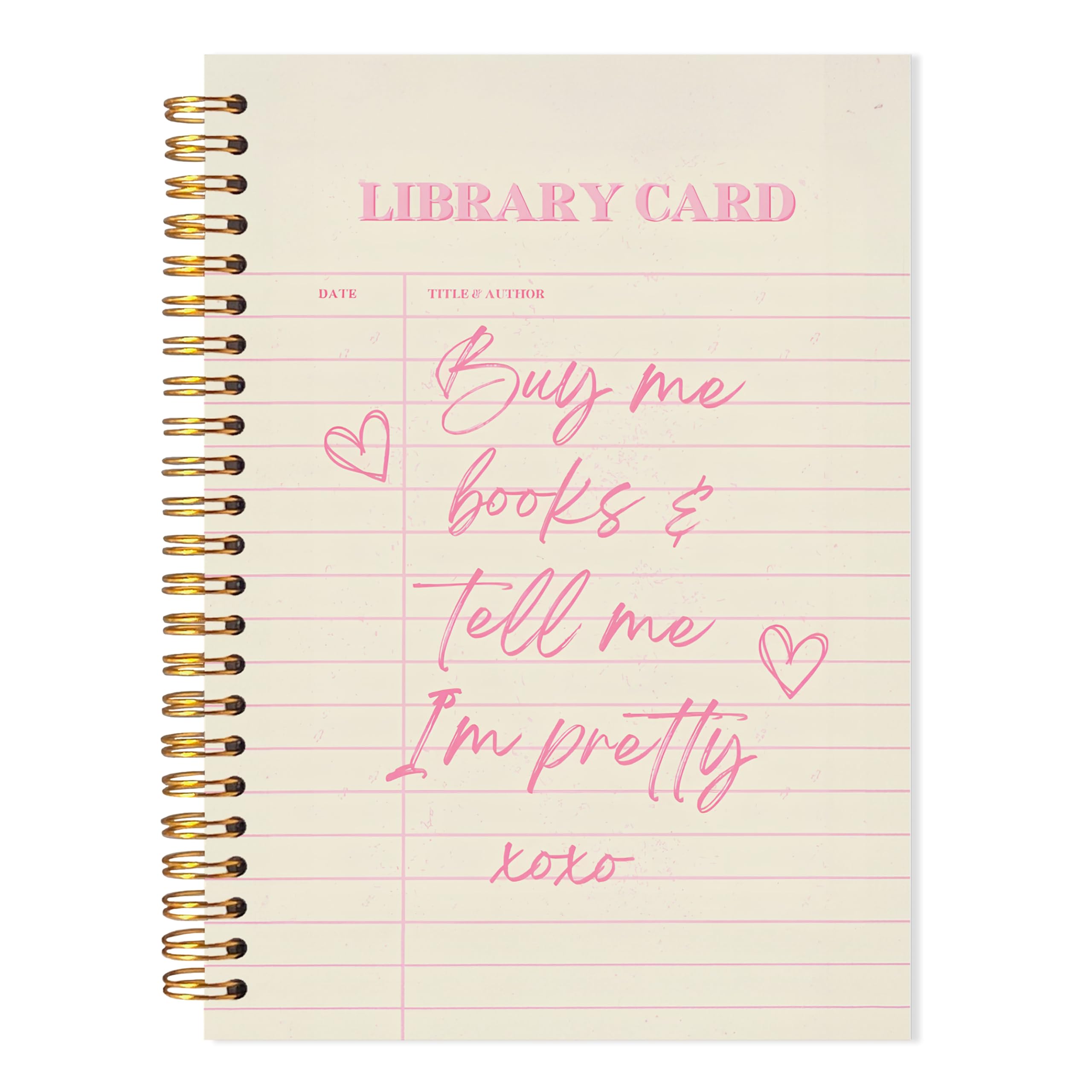 LADOCK Preppy Pink Book Spiral Notebook, Reading Journal for Book Lovers, Reader Librarian Gifts Notebook, Buy Me Books and Tell Me I'm Pretty Journal