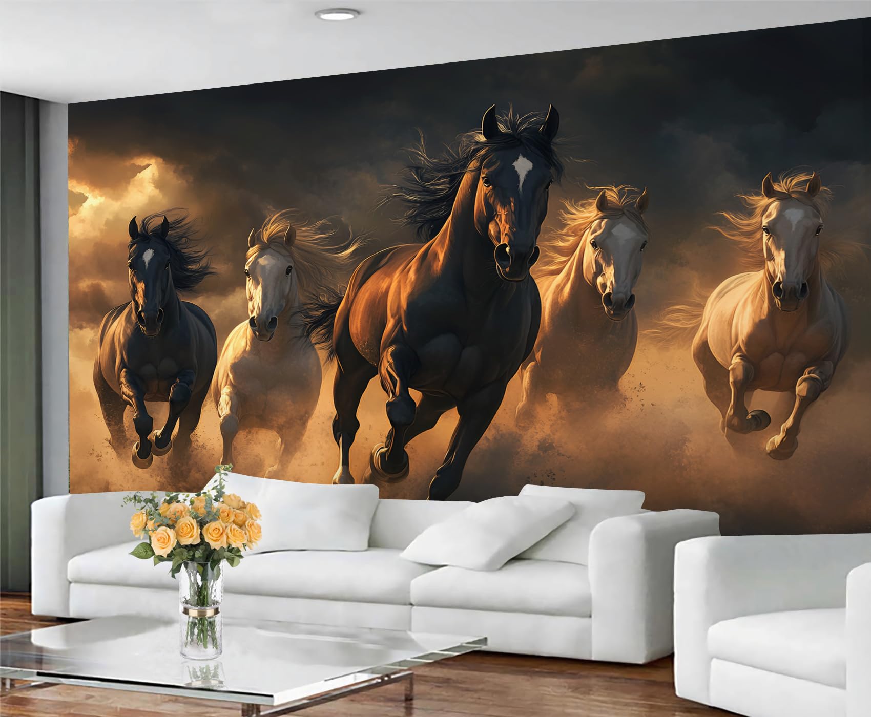 GIVLWF Horse Wallpaper, Animals Bedroom Wallpaper, Not Self Adhesive Wall Paper for Living Room, Western Horse Wall Mural - Large Home Decor 350x250 cm — image 1