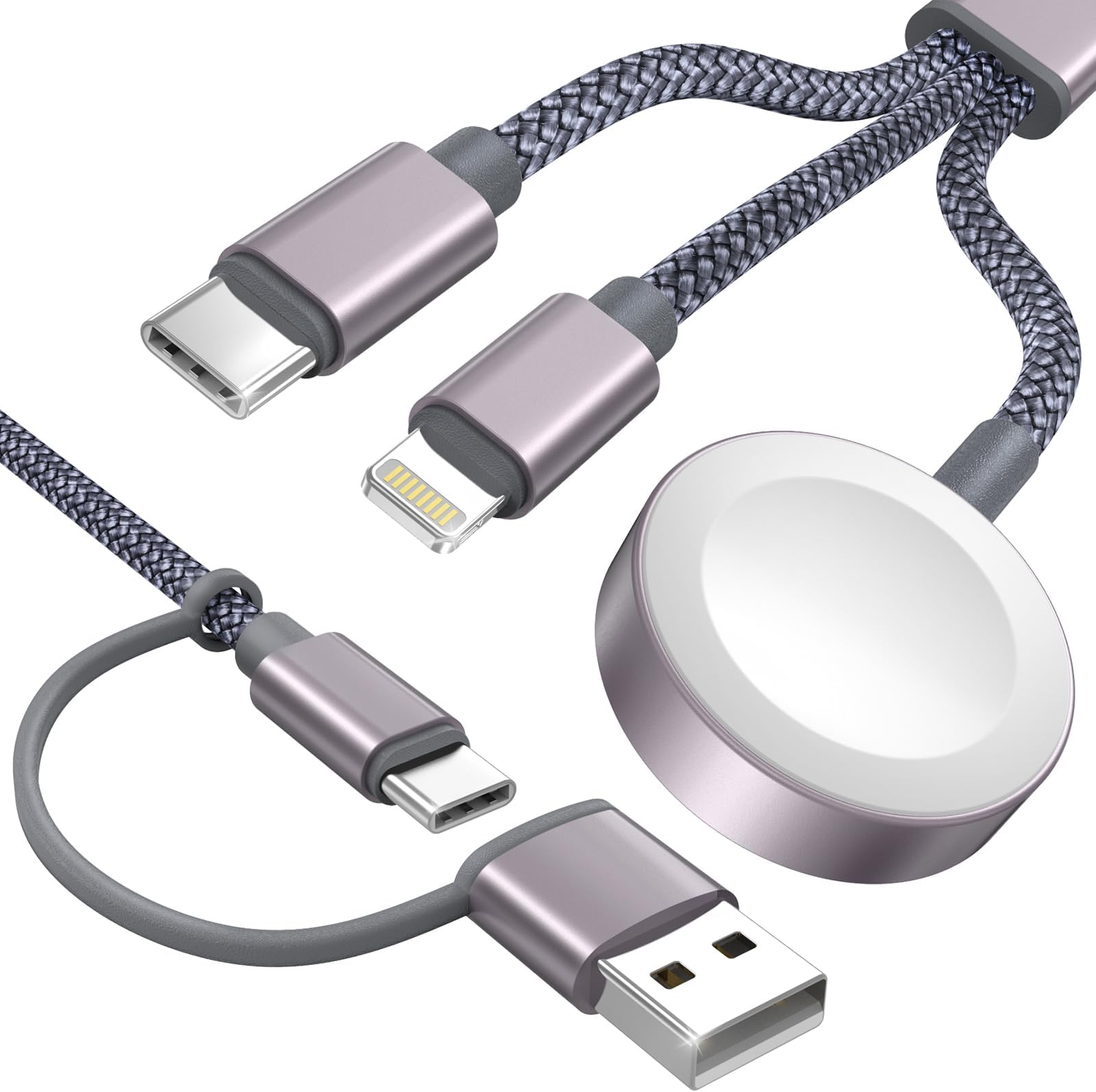 2026 Travel Essentials,3 in 2 USB C Cable for Apple Watch Charger,iPhone Charger,Multi Charging Cable,Cruise Vacation Camping Essentials for iWatch Series 11-2/Ultra,iPhone 17-12,Car,Sony PSP Cables