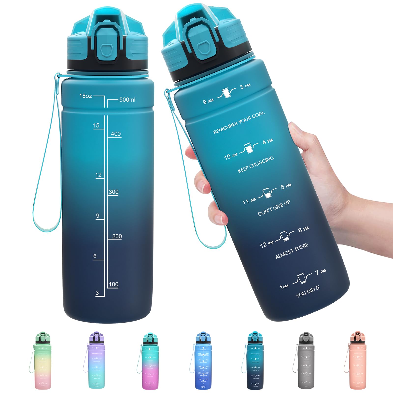 Zounich Trinkflasche Kinder Auslaufsichere 1L/700ml/500ml-BPA frei trinkflaschen Sport tritan Kunststoff Wasserflasche für Fahrrad, Schule, kohlensäure geeignet, spülmaschinenfest Sportflasche