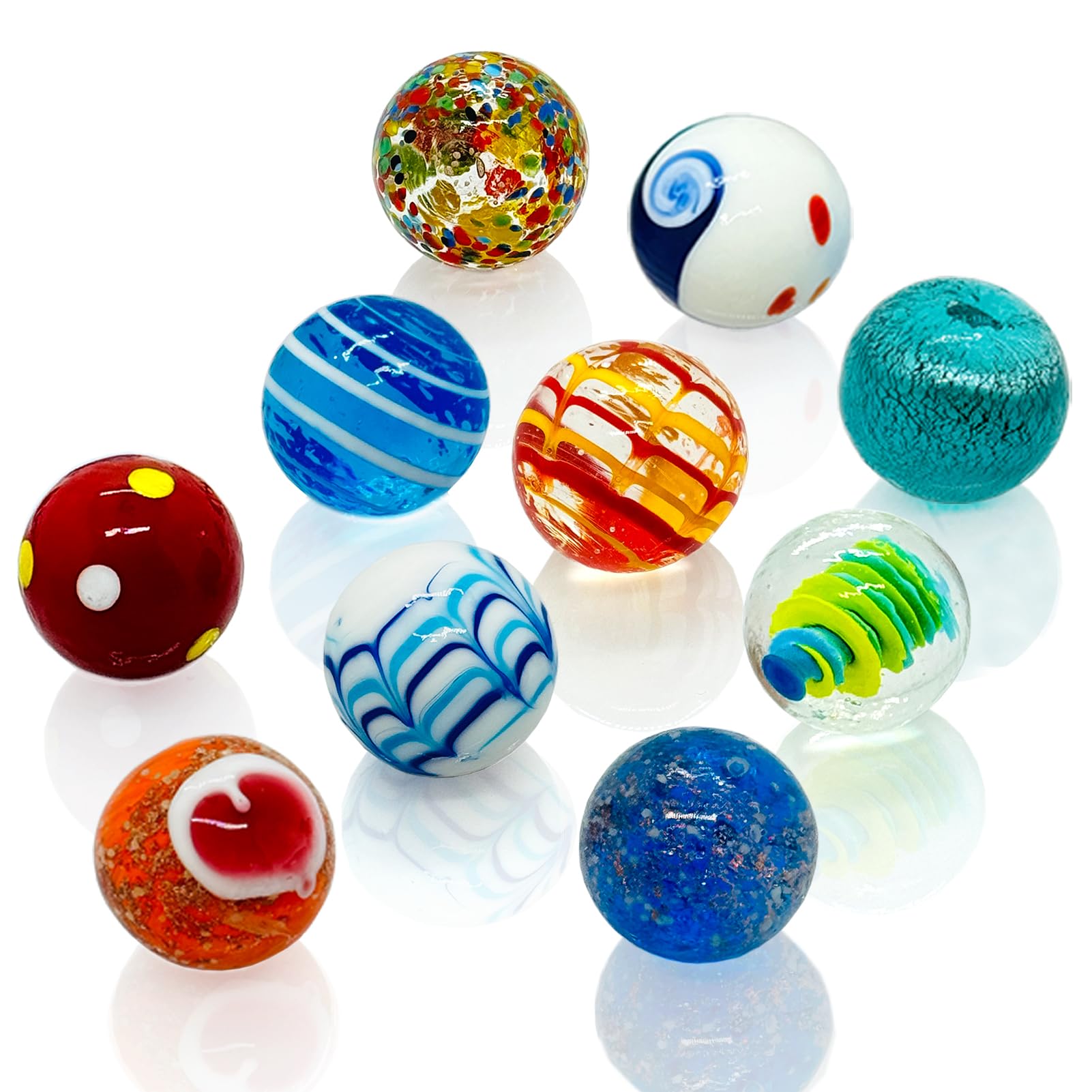Taken All 10pcs 35mm Biglie di Vetro Fatti A Mano 3.51cm Shooters per Ring Game & Home Decor