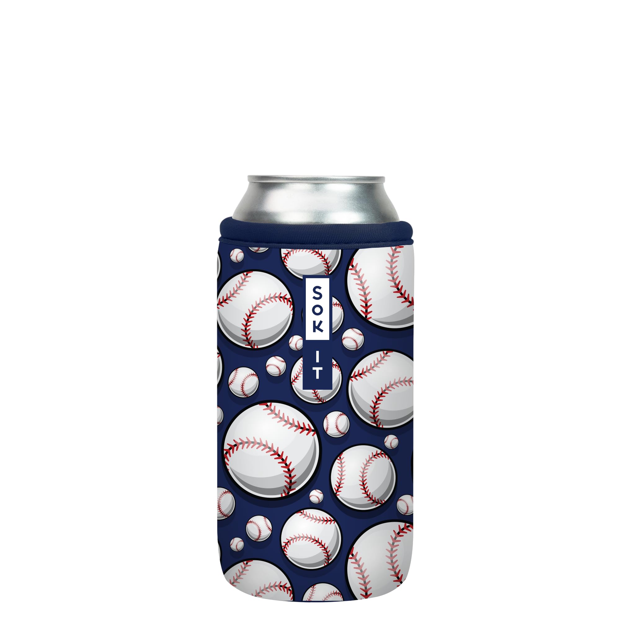 Sok It CanSok Sleeve for Beer & Soda Insulated Neoprene Cover (Baseball, 16oz Can Sleeve)