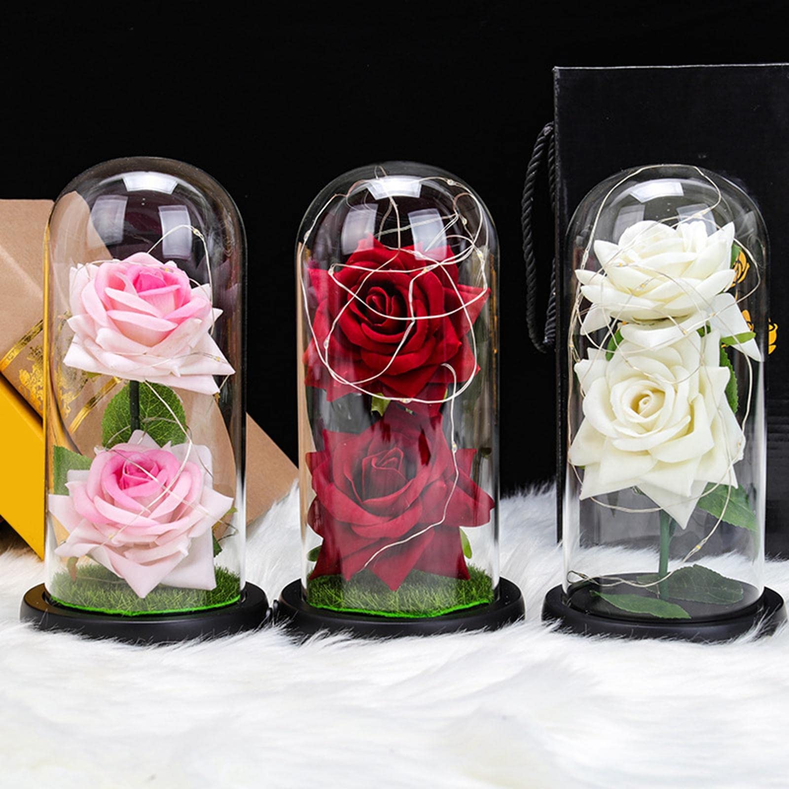 Eternal Flower in Glass Dome Mothers Day Anniversary Romantic Gifts red | Home & Garden | Home D?Cor | Floral D?Cor-image-49