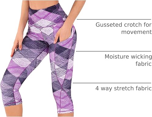 Miniatura 448 de ODODOS - Leggings tipo capri de mujer, no se traslucen y modelan el abdomen, con cintura alta y bolsillos; para hacer yoga, atletismo, ejercicio