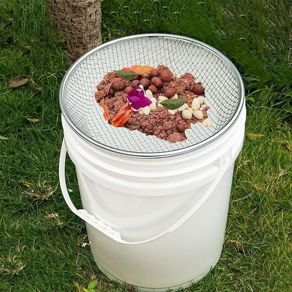 Setaccio per orticoltura, setaccio per compost del terreno, setaccio per schermatura del terreno in arenaria, diametro 30 cm, apertura 2 mm, 6 mm, 10 mm, per invasatura da giardino (6)