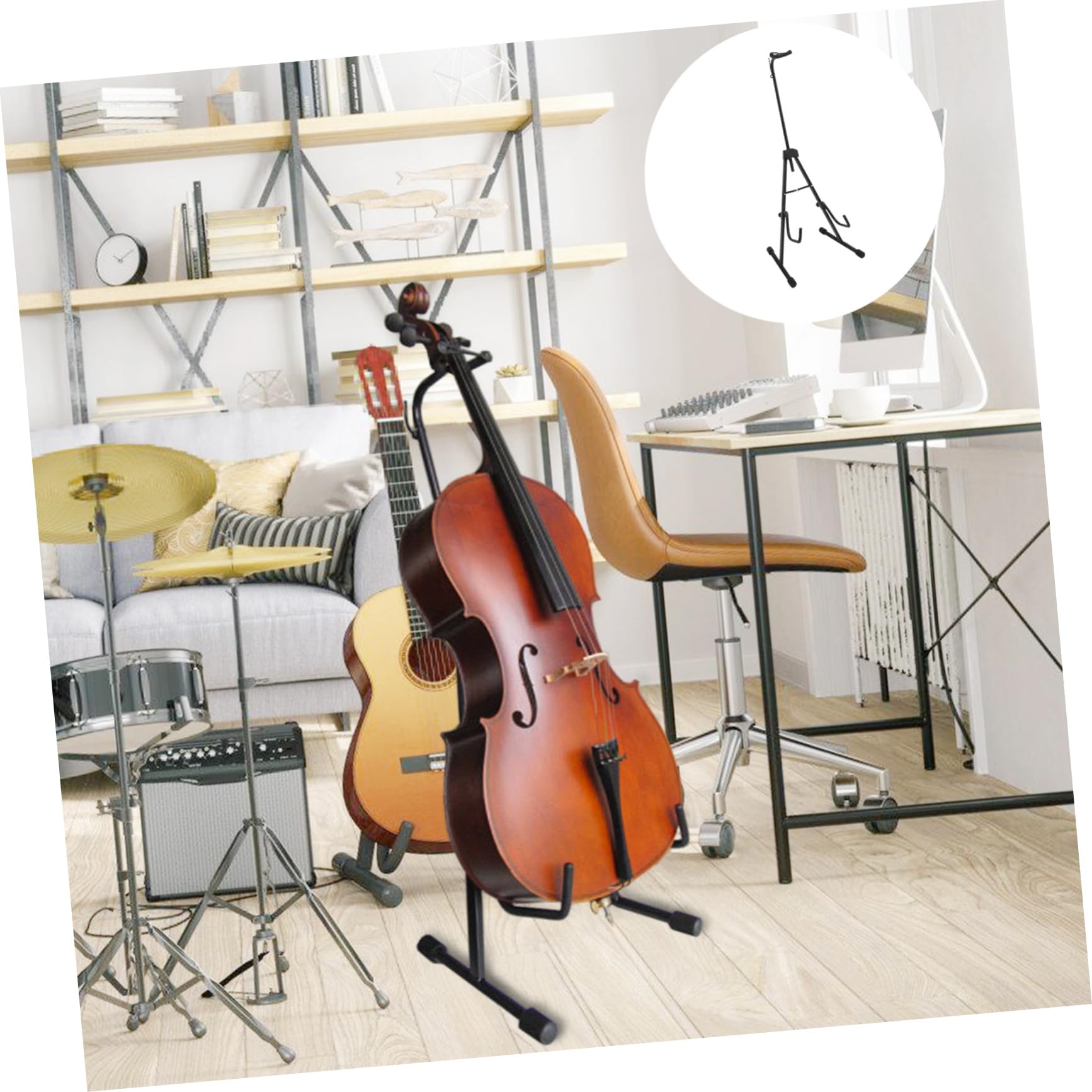 1 Wspornik Wiolonczeli Instrument Muzyczny Składany Wspornik Składany Stojak Na Gitarę Stojak Na Banjo Z Uchwytem Na Kokardę Stojak Na Kable Z Uchwytem Wiolonczela Bęben