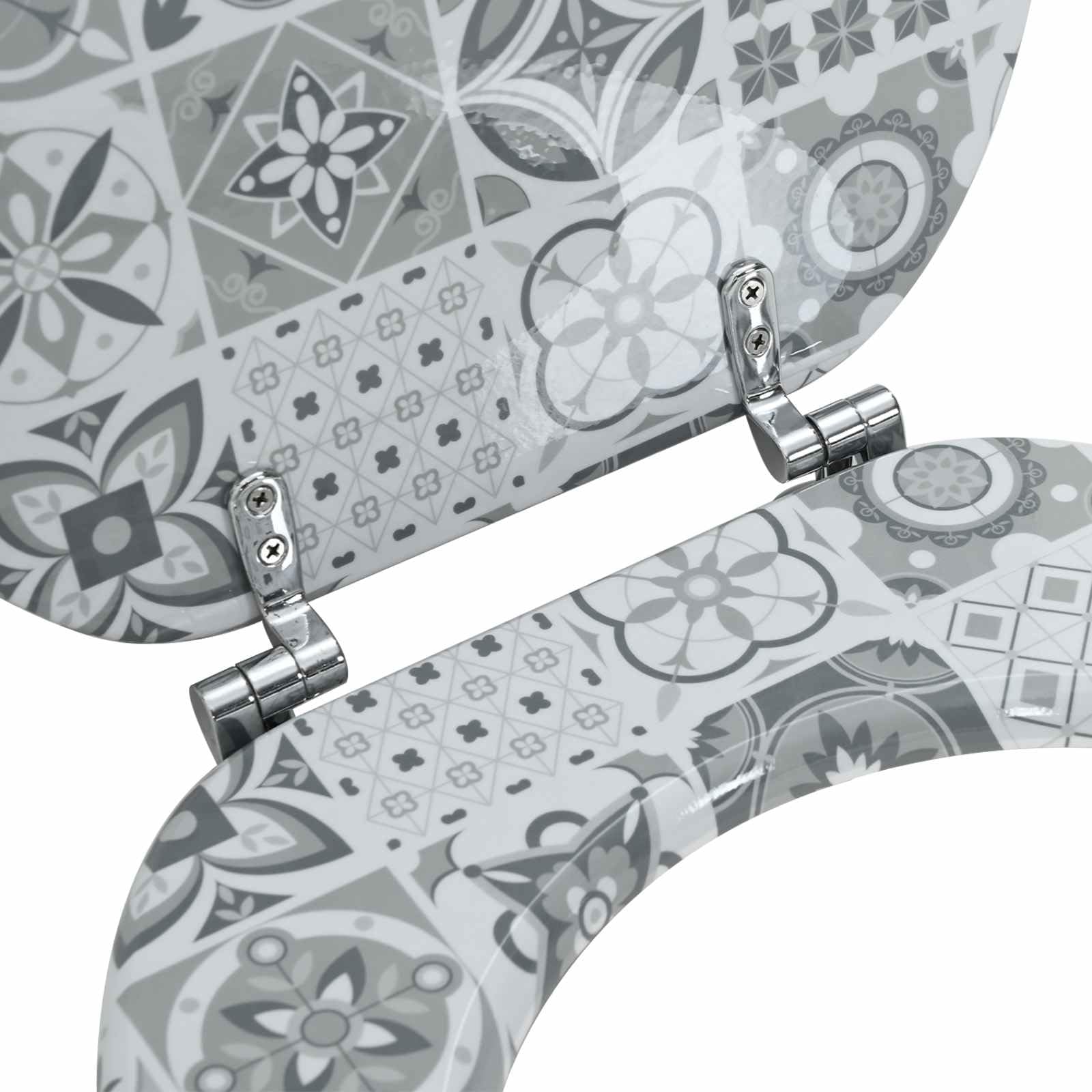 Asiento de inodoro de cierre suave, tablero de fibra de densidad media, 44 x 38 cm, con descenso automático, asiento antideslizante y fácil fijación para baño, invitados, inodoro, comodidad e