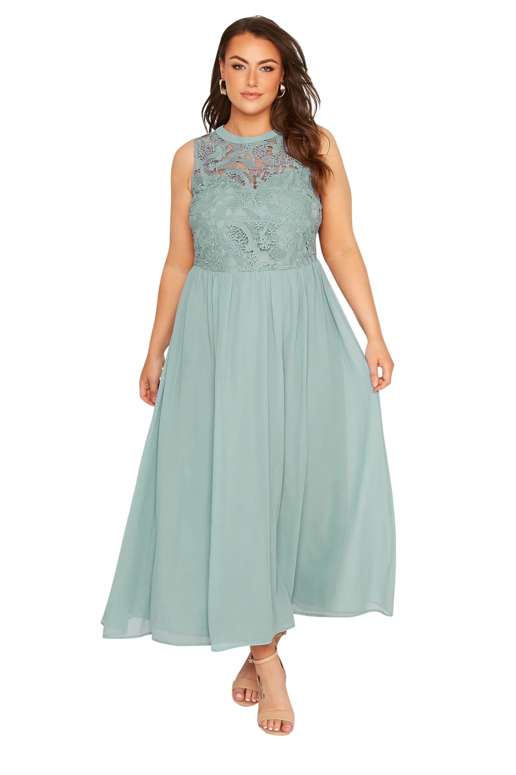 Yours Women's Pale Blue Chiffon Maxi Dress In Size 22