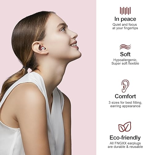 Miniatura 2 de FNGXX Tapones para los oídos para reducción de ruido, tapones de silicona flexibles reutilizables para dormir, conciertos, motocicletas, aviones y