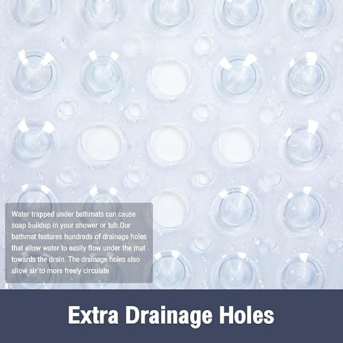 Miniatura 5 de Tapete de ducha cuadrado transparente antideslizante de 21 x 21 pulgadas, tapete cuadrado para bañera interior de ducha, tapete de ducha para suelo