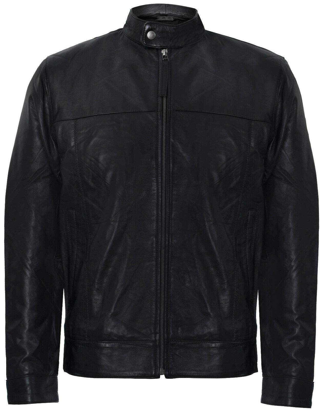 Genuine Leather Classic Collar Harrington