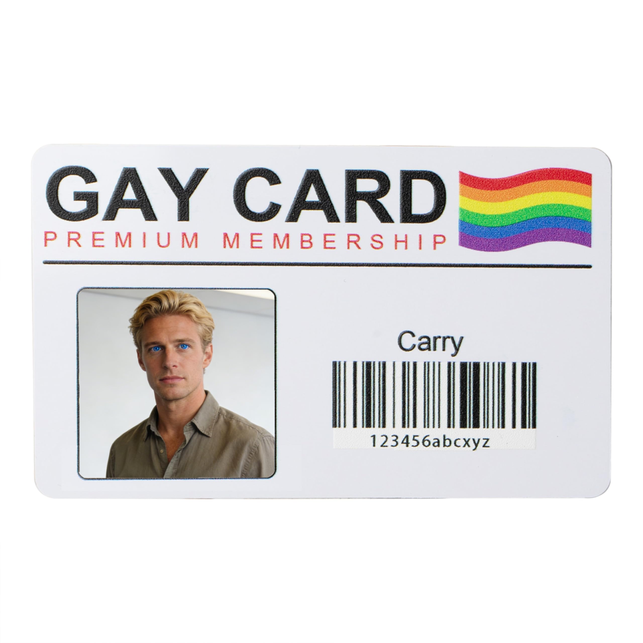 Personalized Gay Card - Custom Photo and Name on Premium Membership Identity Card - Rainbow LGBT Gift Gay Birthday Cards for Men