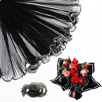 Flower Wrapping Mesh with Bow for Gift Decorative Bouquet 4.5 yd, 3Pack