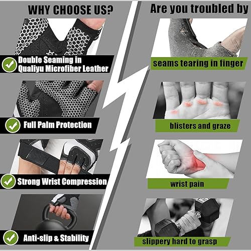 Miniatura 5 de Guantes de entrenamiento para hombres y mujeres, guantes de levantamiento de pesas con soporte para la muñeca, protección completa de la palma de la