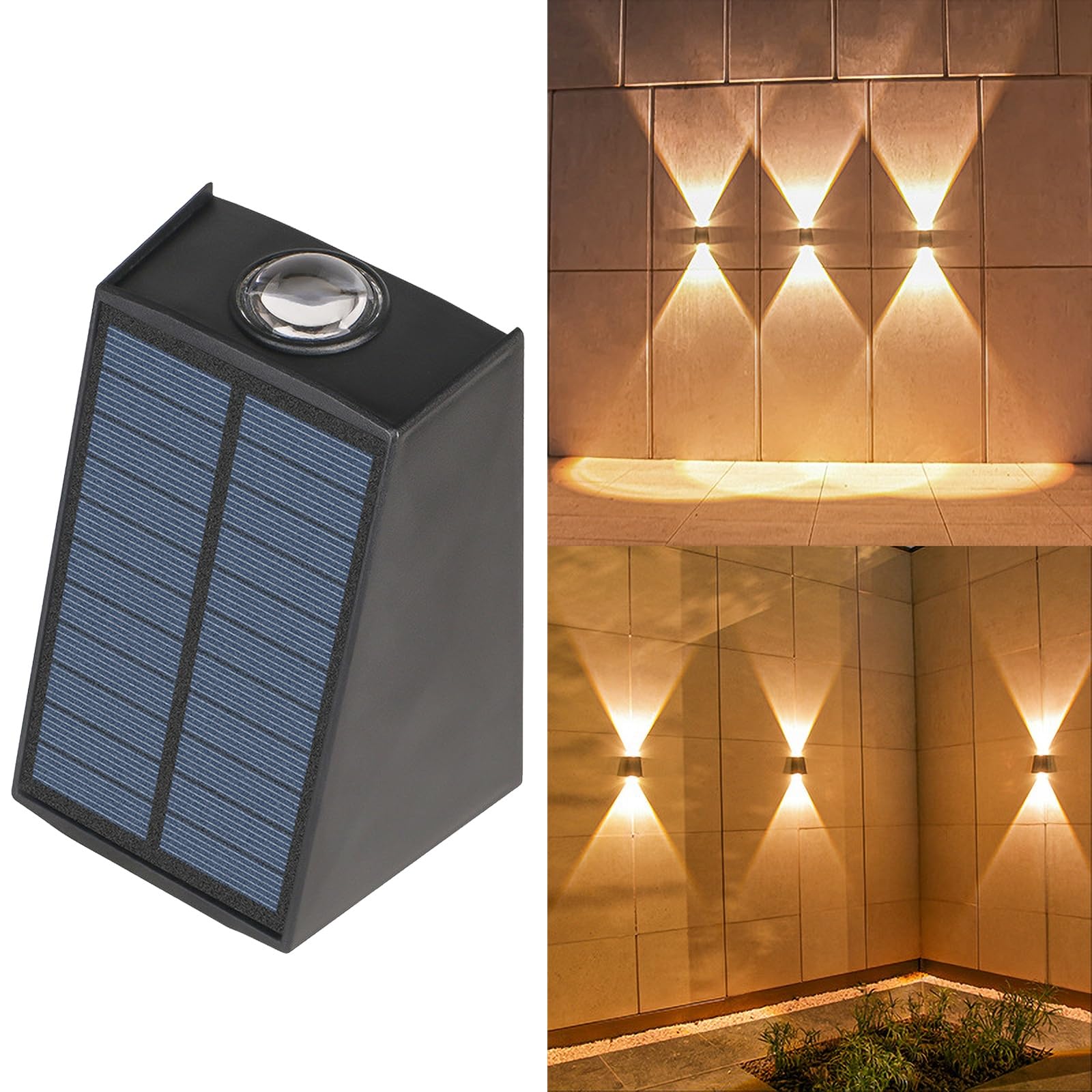 BVCL Solar Wall Lights Outdoor, Solar Security Lights Up and Down Wall Lights IP65 Waterproof LED Solar Lights for Garden Decoration Fence Yard Front Door (Color : Warm Light, Size : 1pcs)