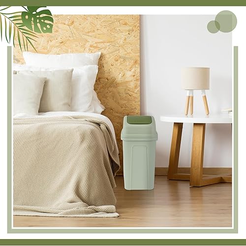 Miniatura 6 de Sumind 2 cubos de basura de baño con tapa oscilante, cubo de basura pequeño de plástico para baño, basurero para cocina, dormitorio, habitación al