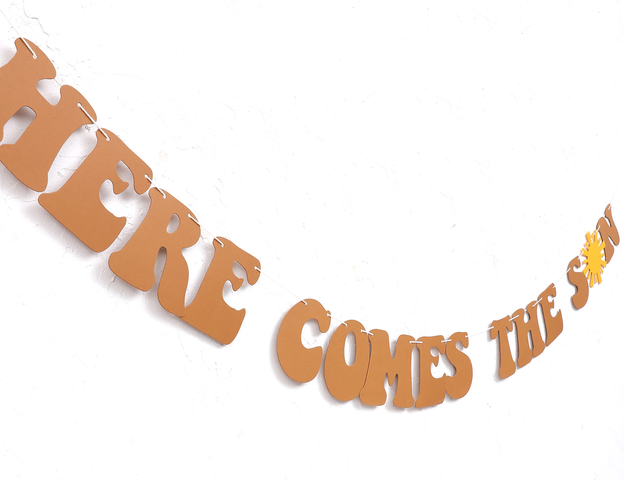 Here Comes The Son/Sun Baby Shower Banner - dekoracja na baby shower, 'It'S A Boy, Baby Shower Party rekwizyty fotograficzne' baner, girlanda z literami chłopca (BANNER COME SUN)