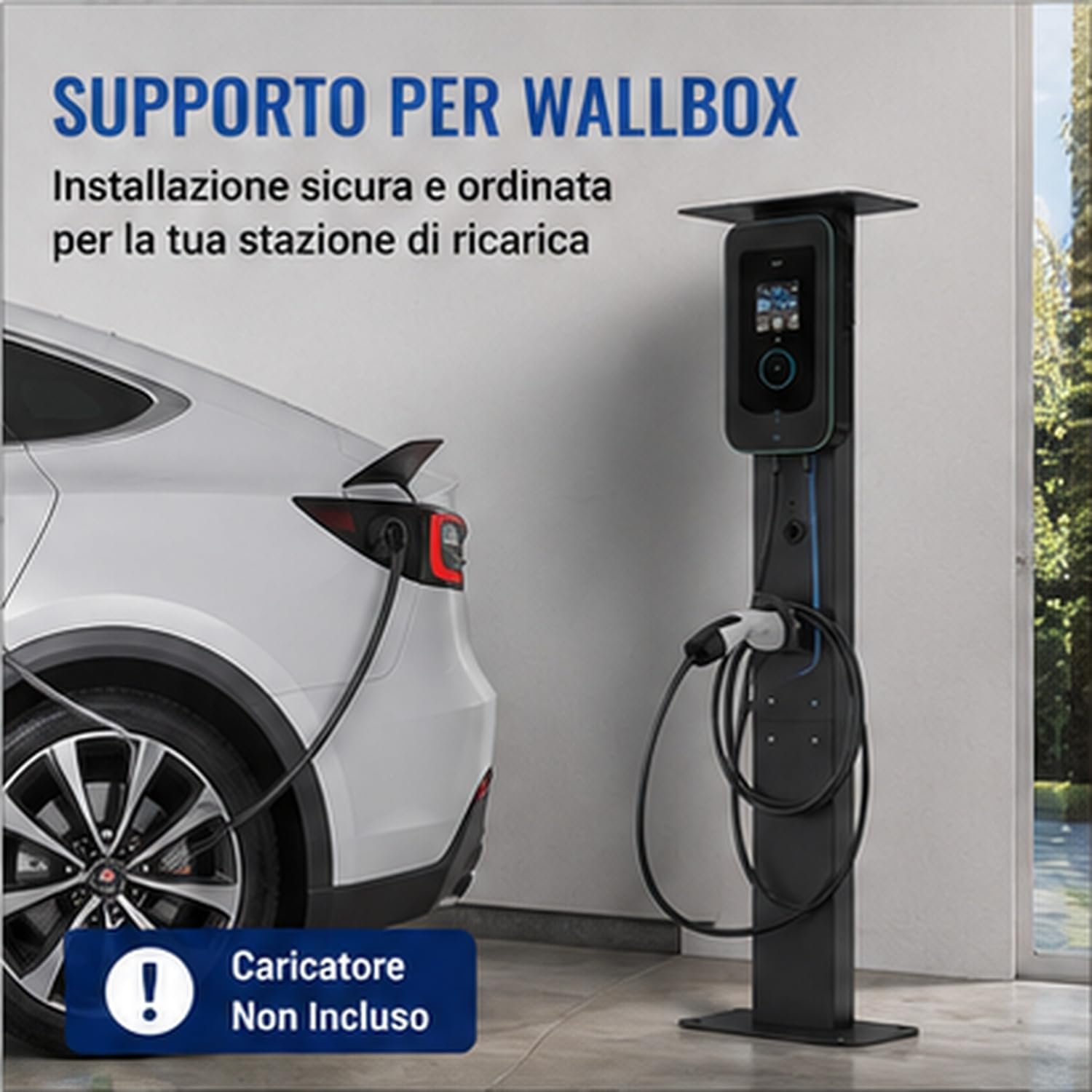 Soporte universal para Wallbox, para estaciones de carga para coches eléctricos, aleación de aluminio y aleación de neodimio para exterior, interior, garaje, aparcamiento