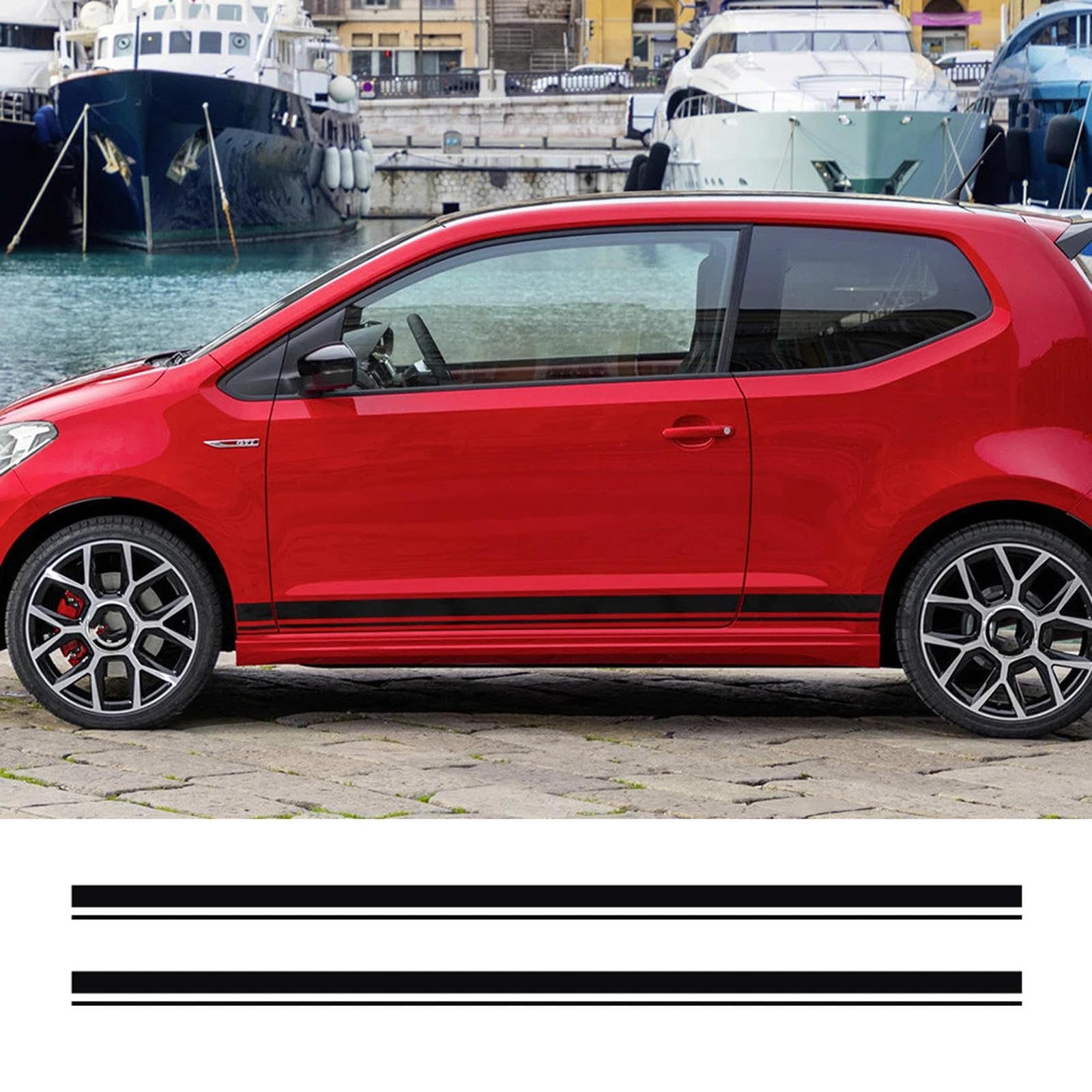 2 SZTUK Car Side Stripes Naklejki Folia winylowa Auto Decoration Naklejki, Pasują do VW Golf Polo Samochodowe Akcesoria do tuningu samochodów