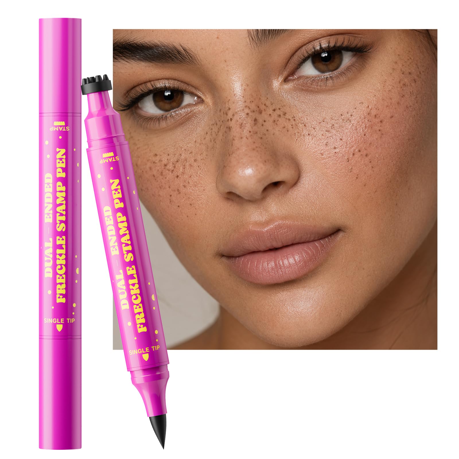 Dual-Ended Freckle Stamp Pen,Sponge Stamp & Precision Tip,Caramel Brown 03 #3 Caramel Brown