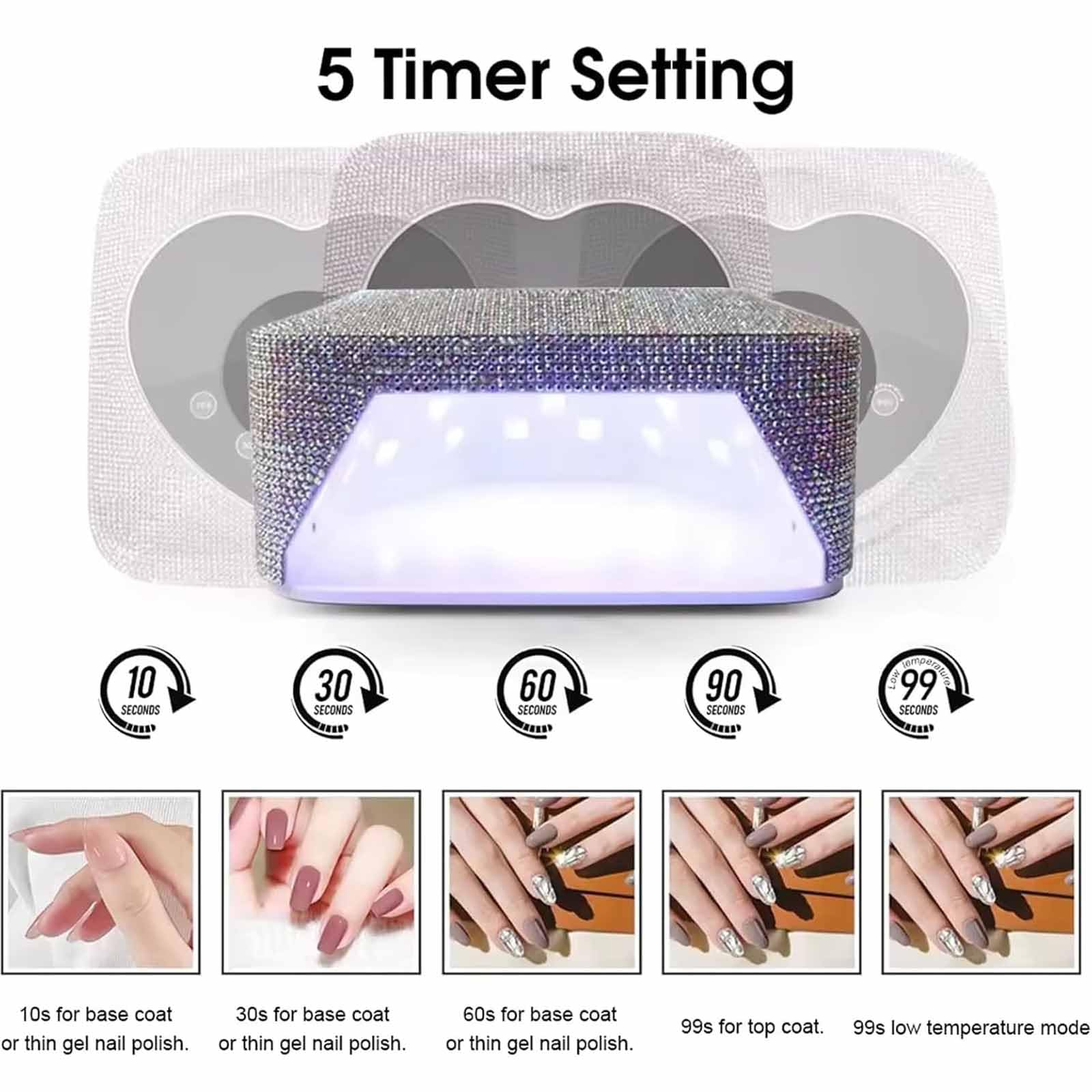ERICAT Luz Brillante para Secador De Uñas, Lámpara De Uñas Recargable De 72 W con 5 Temporizadores Y Pantalla Digital Táctil LED Grande, Sensor Automático Y Curado De Secado Rápido