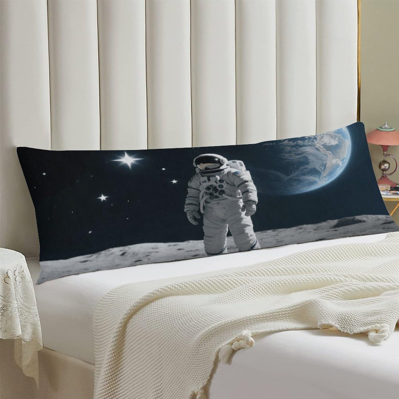 Body Pillow Cover 20x54 Long Pillow Case with Invisible Zipper Breathable Microfiber Astronaut on Moon Pillowcase Soft Cozy Protector for Bedroom Couch Sofa Bed Home Decor All Seasons