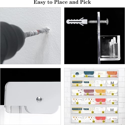 Miniatura 5 de TURSTIN Soporte para tarjetas de visita de pared, soporte de marketing transparente, soporte para tarjetas de visita de acrílico, organizador de