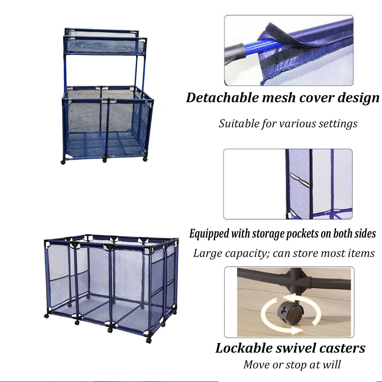 Carrello portaoggetti per salvagenti e gonfiabili da piscina, robusto contenitore da esterno con ruote e cestello in rete per asciugamani, indumenti e accessori