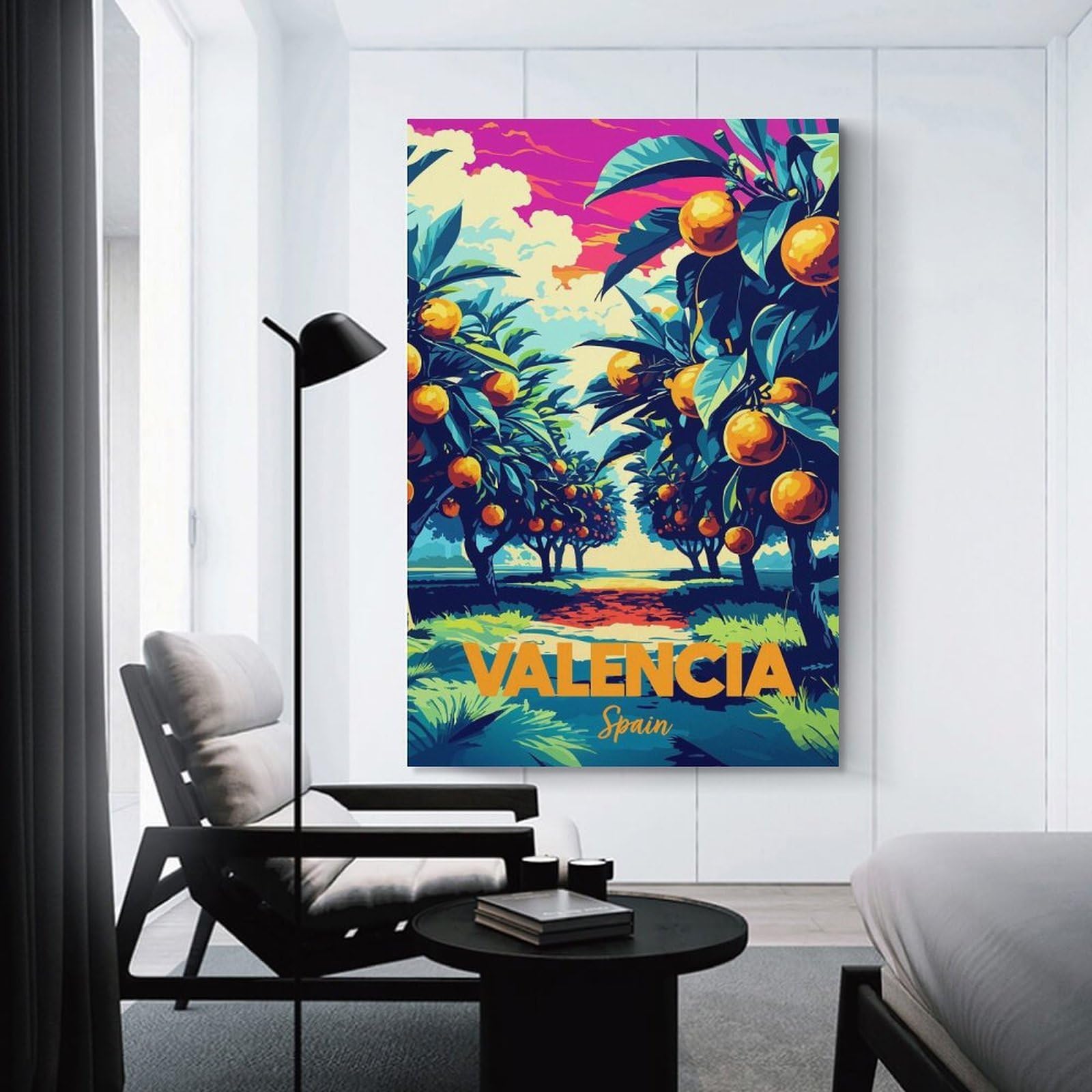 Junmoney Valencia Spain Orange Grove Art Wall Art Print, 12x18inch(30x45cm), for Bedroom Decor, Cosy Corners Or Studios, Decorative Wall Art for Cosy Rooms