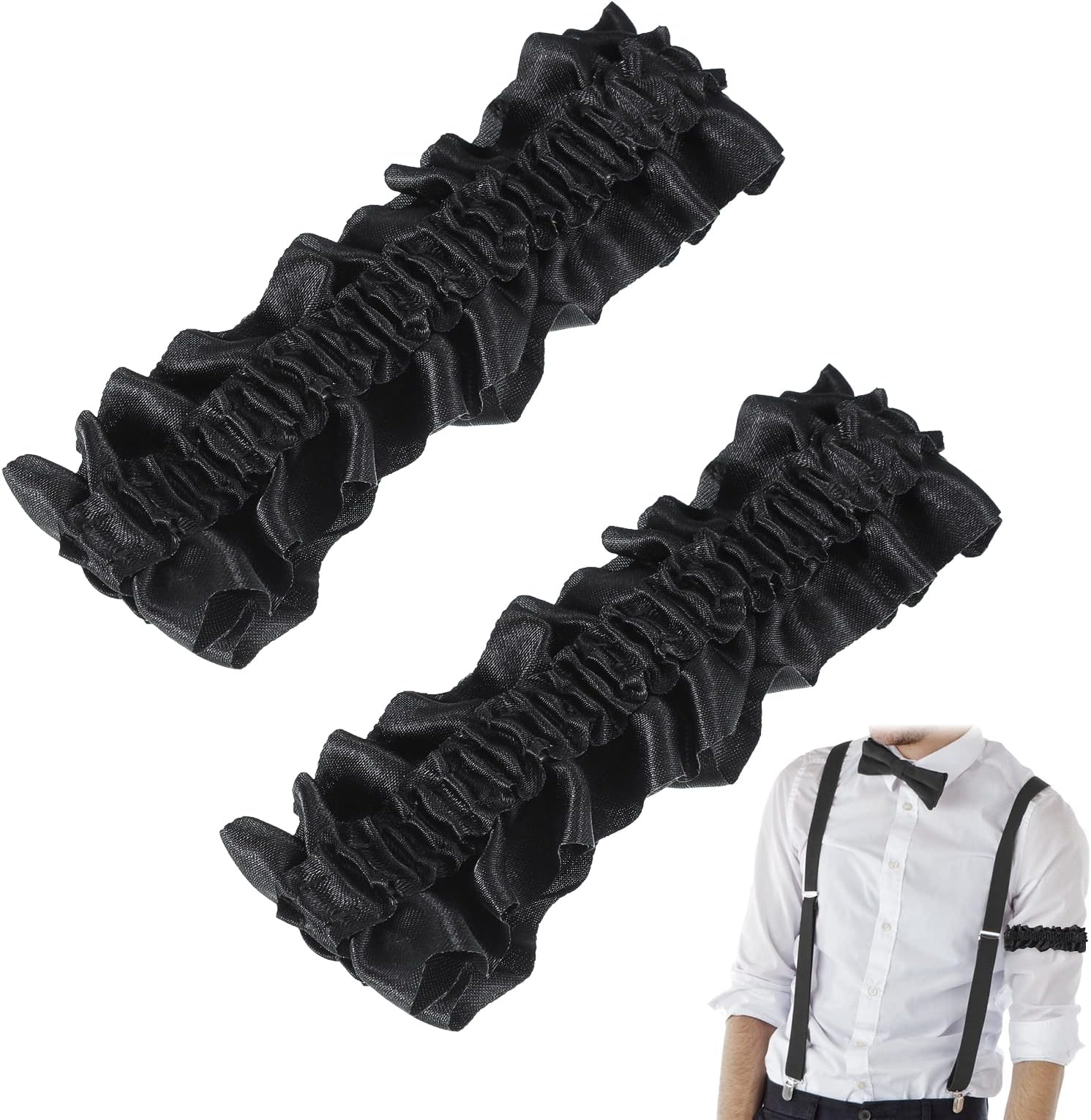 2 Pcs Roaring 20s Armband Garter for Men Sleeve Shirt Costume Anti Slip Arm Holder Garter Belt for 1920s Party