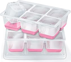 Silikon Eiswürfelform Groß mit Deckel, JRISBO 6cm Grosse Eiswürfelbehälter Sicher BPA Frei und Einfach zu Entnehmen, Riesen Transparente Eiswürfelformen XXL Würfel Ice Cube Tray