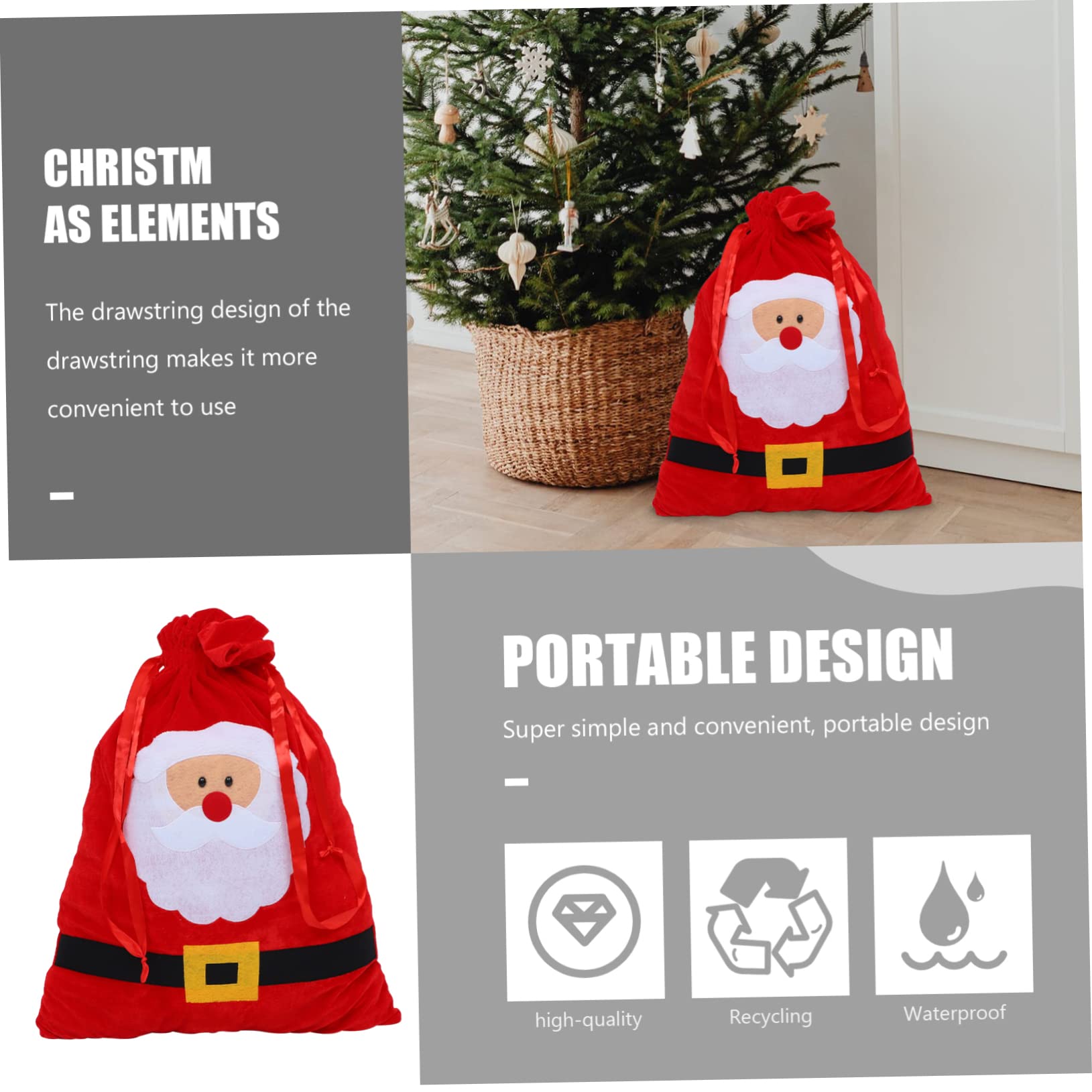 FOMIYES 5 Piezas Bolsa De Bolsa De Arpillera De Papá Noel Navidad Adornos Día Festivo Bolsas Navideñas Grandes De Tela Bolsas Navideñas Grandes Con Cordón Paño
