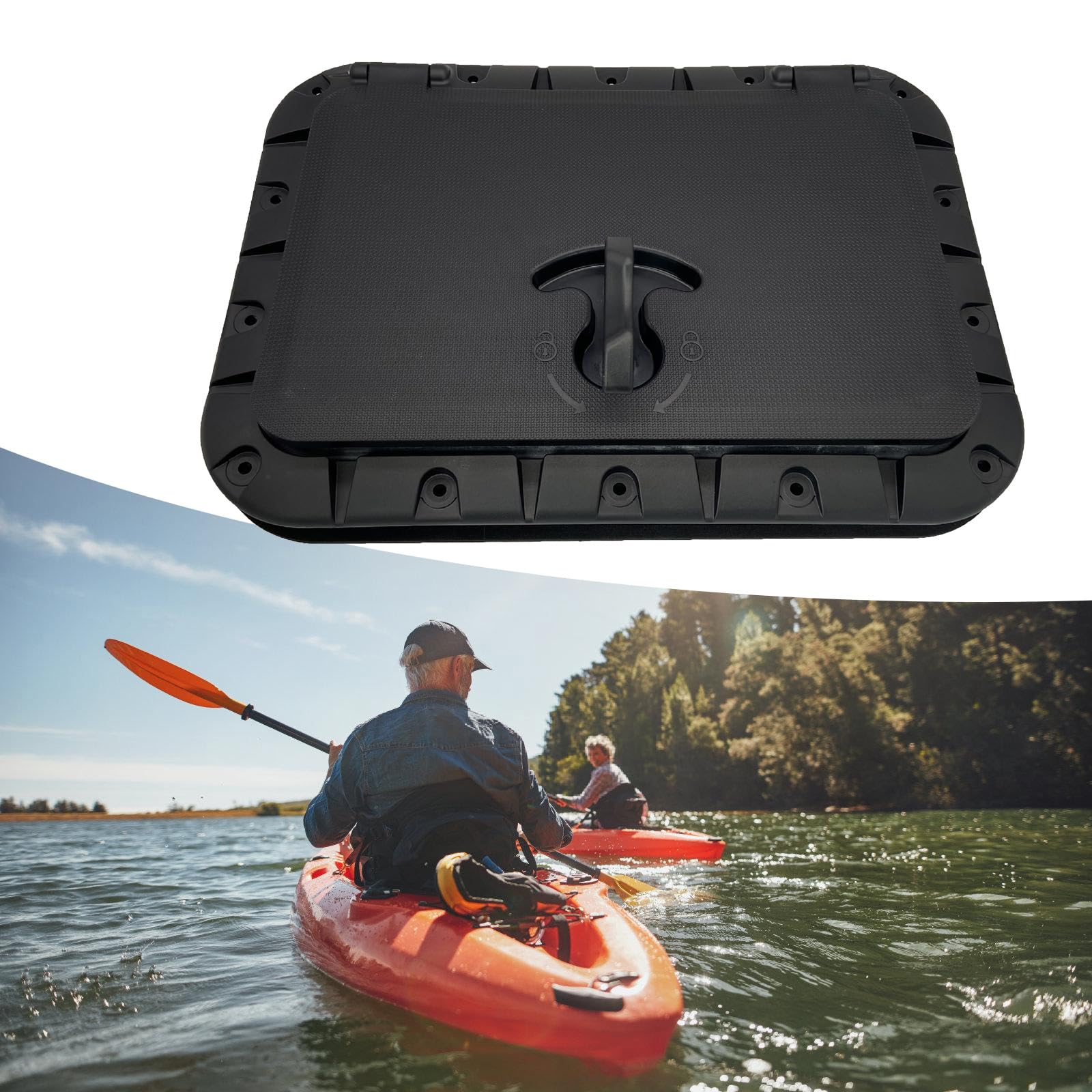 Escotillas de cubierta ABS de grado marino, 25 x 35 cm, dimensiones exteriores, mecanismo de 90 grados para barcos, accesorios para embarcaciones, kayak, canoa, escotillas, mango extraíble