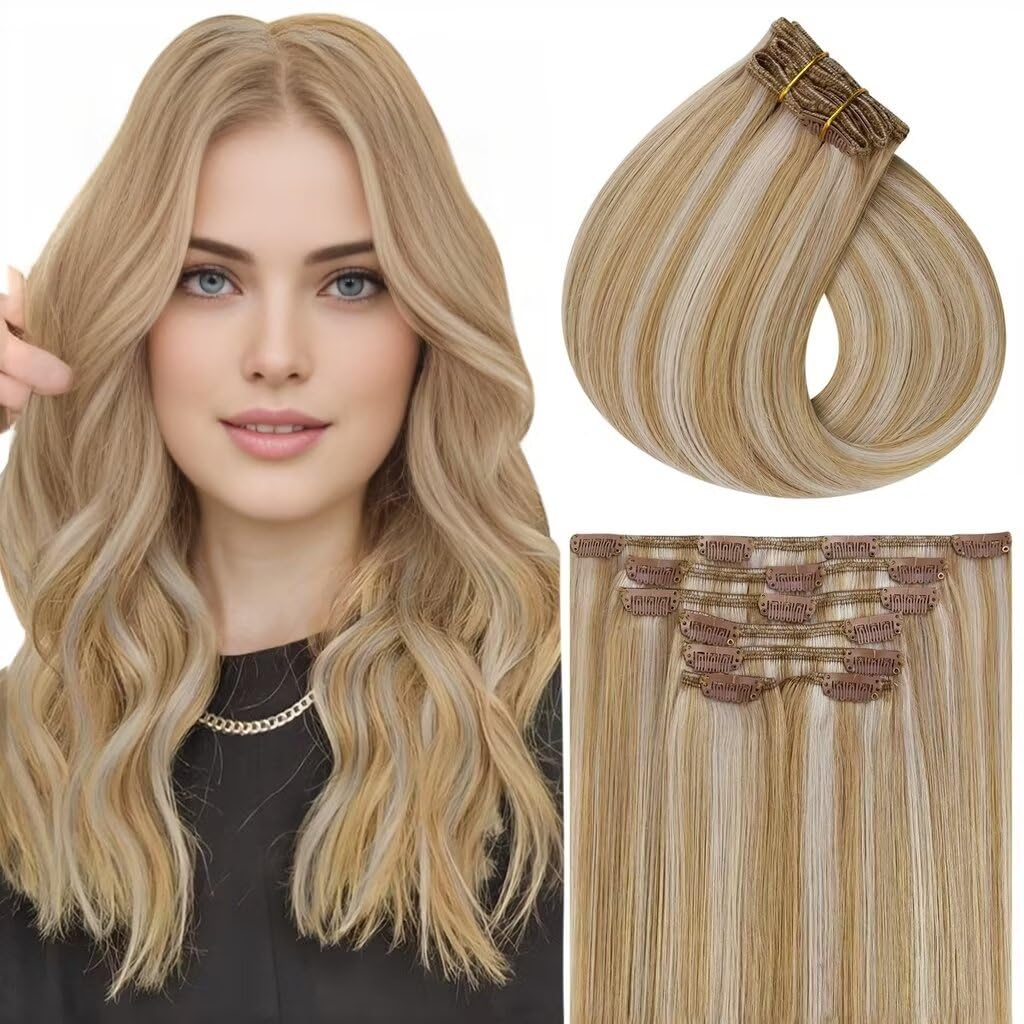NEW 2 Piece THATHAIR Hair Extensions Light Brown W/Blonde Highlight 16 #AM02. Amazon.com : Weft Hair Extensions Light Brown with Caramel  main image 3