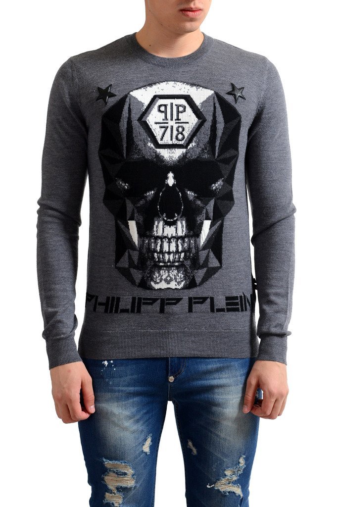 Homme Limited Edition 100% Wool Men's Gray Sweater US S IT 48;