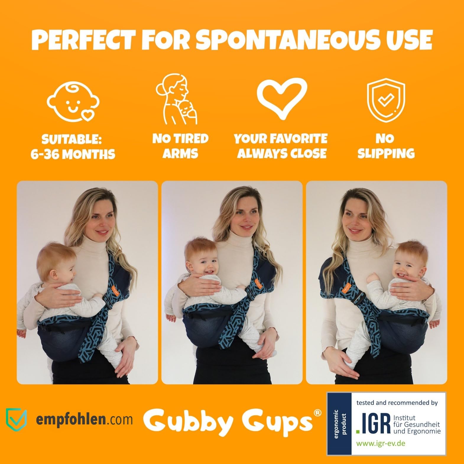 Marsupio Laterale per Neonati e Bambini – Fascia Porta Bebè Ergonomica per Uso Quotidiano – Hip Carrier Leggero e Compatto fino a 15 kg