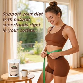 Natural Green Coffee for Energy & Metabolism Support, Instant Coffee with Green Coffee Bean Extract & 8 Plant -Based Ingredients, Easy to Mix Sachets, Vegan Friendly (10 Servings)