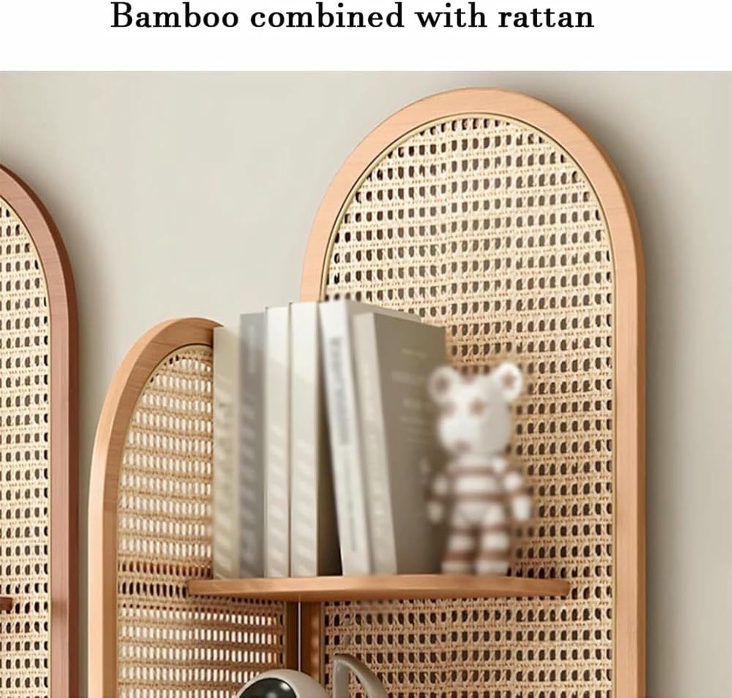5-Tier Rattan Corner Shelf, Triangular Storage Organizer, Stylish Corner Bookshelf for Bedroom & Living Room Decor