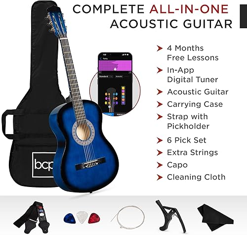 Vista 46 de Best Choice Products - Kit de guitarra acústica para principiantes, 38 pulgadas Rayos de sol